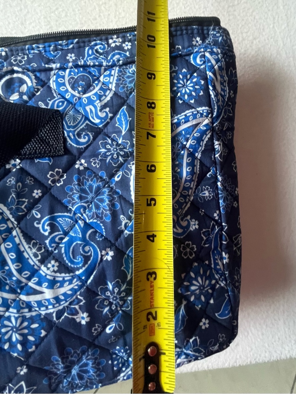 Quilted Paisley Mahjong Tote in Blue - Picture 4 of 4